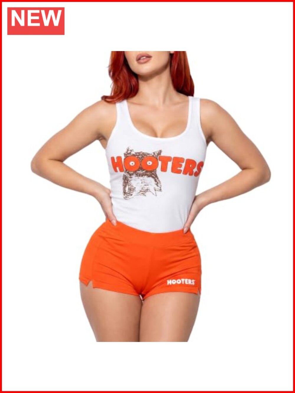 Hooters Waitress Costume Tank Top Shorts Set Cosplay Halloween